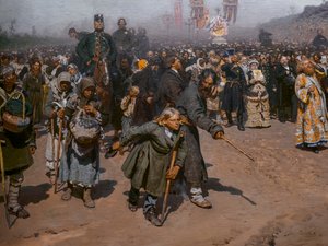 RELIGIÖS PROCESSION I KURSK-PROVINSEN (detalj) av Ilya Efimovich Repin