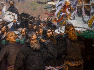 RELIGIÖS PROCESSION I KURSK-PROVINSEN (detalj) av Ilya Efimovich Repin