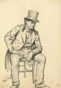 Sittande man, arm lutad på hans ben, ca. 1872-1875 av Ilya Efimovich Repin