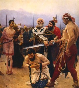St Nicholas räddar tre oskyldiga från avrättning, c1888 av Ilya Efimovich Repin