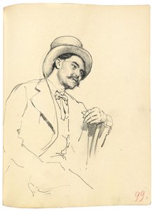 Studie för "A Parisian Cafe": Sittande man med hatt, ca. 1872-1875 av Ilya Efimovich Repin