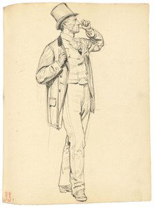 Studie för "A Parisian Cafe": Stående man med höjd arm, ca. 1872-1875 av Ilya Efimovich Repin