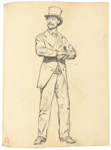 Studie för "A Parisian Cafe": Stående man med en hatt, benen åtskilda, ca. 1872-1875 av Ilya Efimovich Repin
