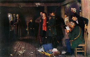 "Arresteringen av en propagandist", 1880-1889, 1965. av Ilya Efimovich Repin
