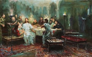 Den sista måltiden av Repin, Ilya Yefimovich (1844-1930) av Ilya Efimovich Repin