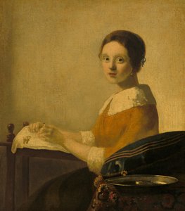 Spetsmakaren av Imitator of Johannes Vermeer