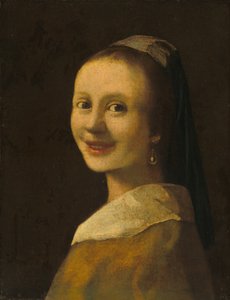 Den leende flickan av Imitator of Johannes Vermeer