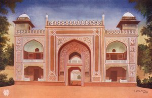 Agra: Porten till Etmadudowlas mausoleum (färgfoto) av Indian photographer
