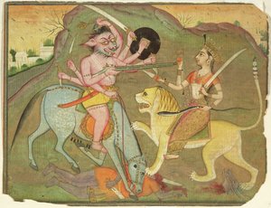 47.110/174 Durga i strid med Mahishasura, från Folio av 
