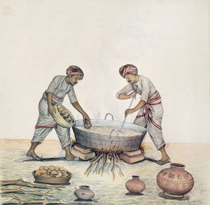 AS10 Vol.52 ff.6 4972 Kat.201 i-iv Sockertillverkning, Bombay, c.1873 (akvarell på papper) av Indian School