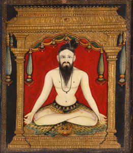 En sadhu (lim, färg och guld) av Indian School