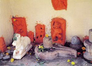 En helgedom av ett kapell på Ganges av Indian School