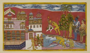 Lägg till 15296 (2) f.16r, Tillbaka utanför Kiskindhas palats av Indian School