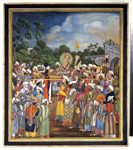 Akbar Shah II tar emot den brittiska invånaren, ca 1810 av Indian School