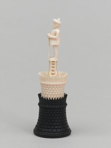 Svart torn, schackpjäs, Indien, 1820 ca av Indian School