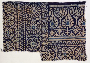 Blocktryckt textilfragment, indiskt (bomull) av Indian School