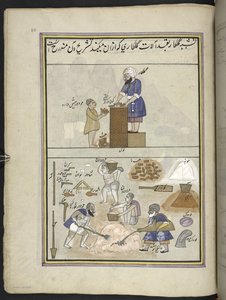 Murare,  86 teckningar inbundna i en volym som visar yrken och yrken i Kashmir, hantverkare visas i arbete med sina redskap och utrustning,  Av en Kashmir-konstnär, troligen i Srinagar, ca 1850-60 (gouache på papper) av Indian School