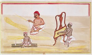 Caning-stolar för export till Storbritannien (penna & bläck och wc på papper) av Indian School