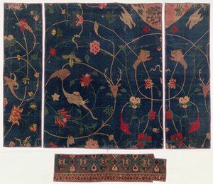 Matta dekorerad med djur, indisk, 1500-tal, (ull och nålspets) av Indian School