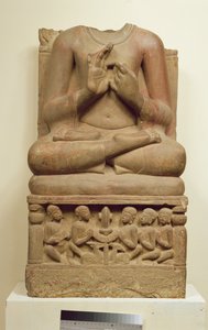 Snideri av Buddha i attityden att predika, Sarnath, Uttar Pradesh, 500-talet (sandsten)