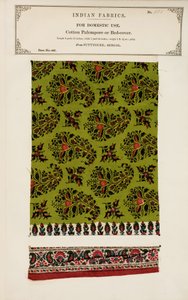 Bomullspalempore eller sängöverdragsprov från Futtygurgh i Bengal, från The Collection of the Textile Manufacturers of India, av John Forbes Watson, publicerad 1866 av Indian School