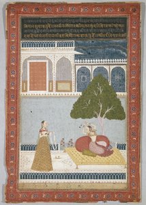 Desvarati Ragini, daterad 1768 (tempera på lagt papper) av Indian School