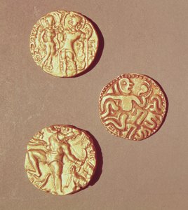 Dinarer av Kumargupta I (425-454) Chandragupta I (320-335) och Sri Rajray (guld)