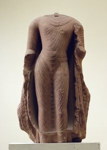 Figur av en stående Buddha, Jamalpur, Mathura (röd sandsten)