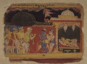 Folio. Nanda tar farväl av Krishna och Balarama, från 