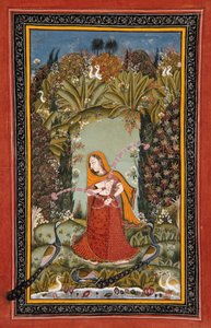 Gauri Ragini från Malkos, ca 1770 (ogenomskinlig toalett på papper) av Indian School