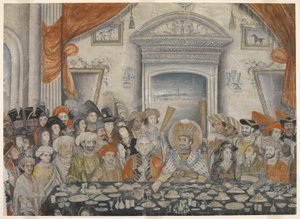 Ghazi-al-din Haidar (nawab och efter 1819 kung av Oudh 1814-27) tar emot Lord och Lady Moira på en bankett i sitt palats, ca 1820-22 (manuskript) av Indian School