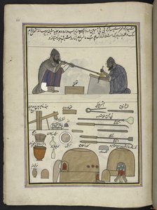 Glasblåsare,  86 teckningar inbundna i en volym som visar yrken och yrken i Kashmir, hantverkare visas i arbete med sina redskap och utrustning,  Av en Kashmir-konstnär, troligen i Srinagar, ca 1850-60 (gouache på papper) av Indian School