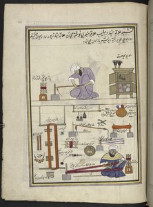 Guldspets- och flätmakare,  86 teckningar inbundna i en volym som visar yrken och yrken i Kashmir, hantverkare visas i arbete med sina redskap och utrustning,  Av en Kashmir-konstnär, troligen i Srinagar, ca 1850-60 (gouache på papper) av Indian School