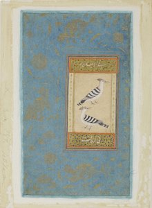 Hoopoes, ca 1590 (ogenomskinlig wc & guld på papper) av Indian School