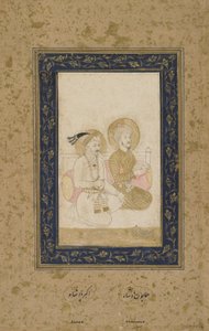 Humayun och Akbar, fristående albumfolio, c.1900 av Indian School