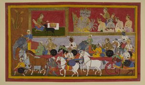 Indrajit förbereder magi för att bekämpa Rāma av Indian School