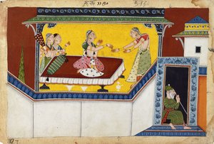 Kaikei, kung Dasharathas andra drottning, belönar den hunchback Madiservant Manthara, C10-200 av Indian School