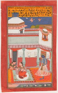 Krishna och Radha med en Sakhi av Indian School