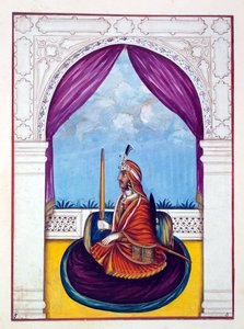 Maharaja Nau Nihal Singh, från The Kingdom of the Punjab, its Rulers and Chiefs, volym I, en volym med 27 akvarellstudier av en oidentifierad indisk konstnär, ca 1840 (wc på papper) av Indian School