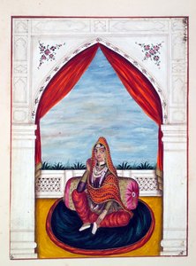 Maharani Chand Kaur, från The Kingdom of the Punjab, its Rulers and Chiefs, volym I, en volym med 27 akvarellstudier av en oidentifierad indisk konstnär, ca 1840 (wc på papper) av Indian School