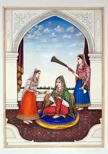 Maharani Jindan, från The Kingdom of the Punjab, its Rulers and Chiefs, volym I, en volym med 27 akvarellstudier av en oidentifierad indisk konstnär, ca 1840 (wc på papper) av Indian School