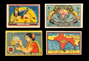 Etiketter för tändsticksask av Indian School