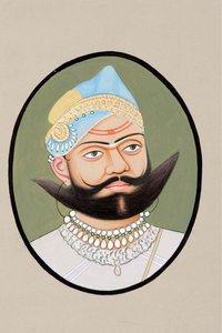 Miniatyrmålning av Maharaja Sajjan Singh 1874 av Indian School