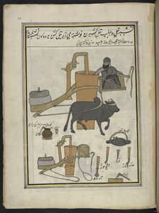 Oljepressare,  86 teckningar inbundna i en volym som visar yrken och yrken i Kashmir, hantverkare visas i arbete med sina redskap och utrustning,  Av en Kashmir-konstnär, troligen i Srinagar, ca 1850-60 (gouache på papper) av Indian School