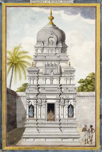 En del av Temple of Jambukeshvara, Srirangam, Tamil Nadu, ca. 1800 (penna, penna, svart bläck, w/c på lagt papper) av Indian School