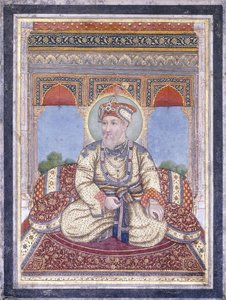 Porträtt av Akbar Shah II, tidigt 1800-tal av Indian School