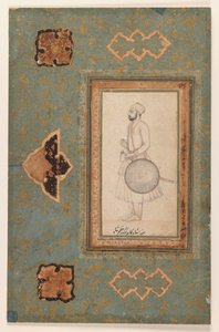 Porträtt av Kuka Azam Shah, ca 1640 (bläck på papper) av Indian School