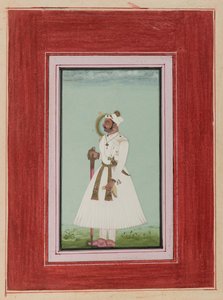 Porträtt av Rao Vir Singh, ca 1780-1790 (ogenomskinlig wc & guld på papper) av Indian School