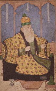 Porträtt av en sufi sheikh, ca 1670 (ogenomskinlig wc & guld på papper) av Indian School