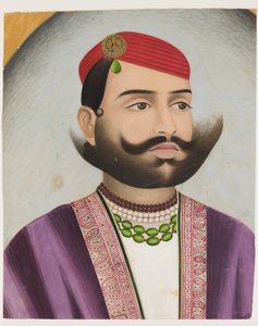 Porträtt av en man, möjligen tidigt 1900-tal (gouache på kartong) av Indian School